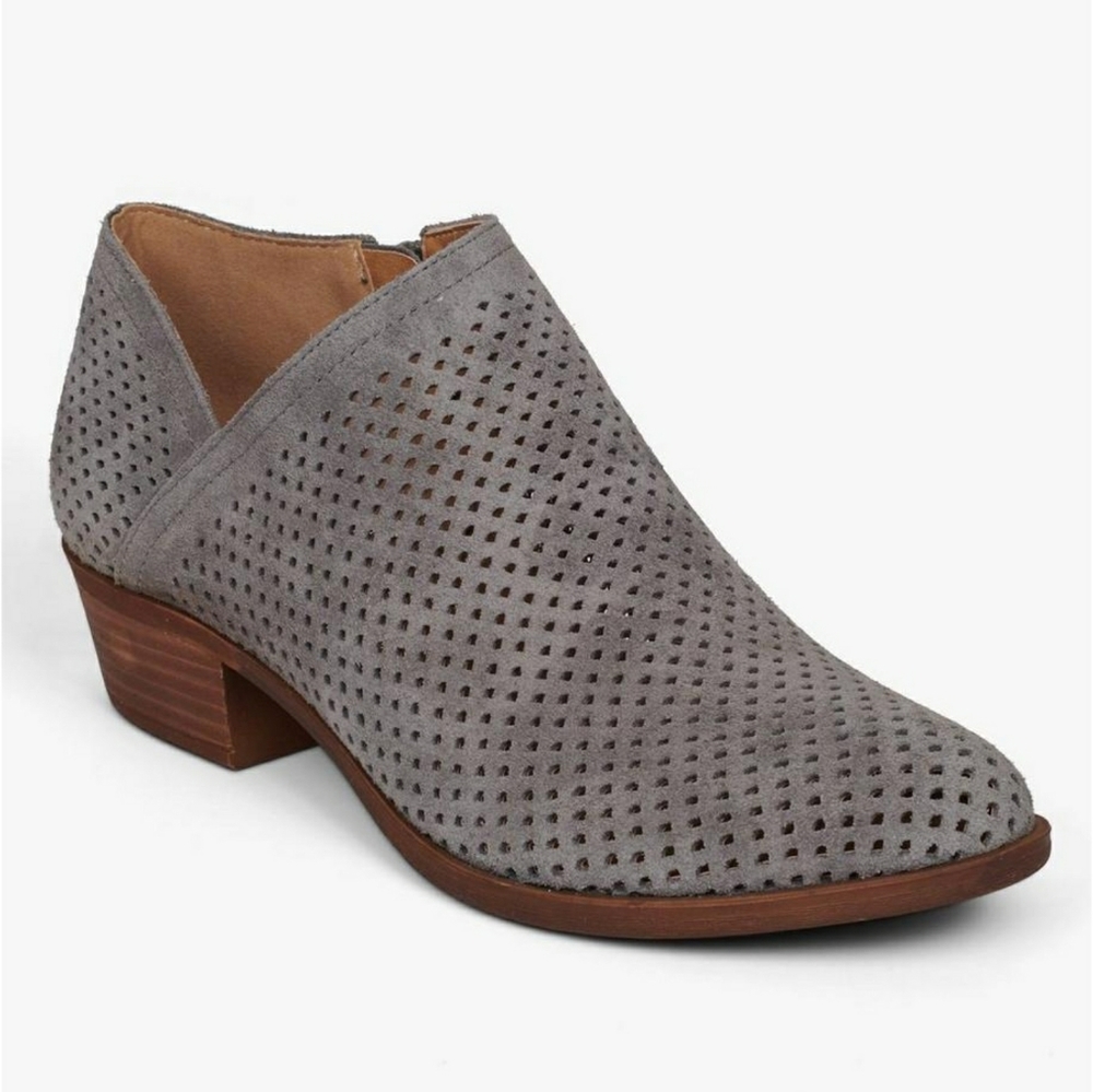 Stylish Lucky Brand Perforated Suede Booties - Picture 2 of 5